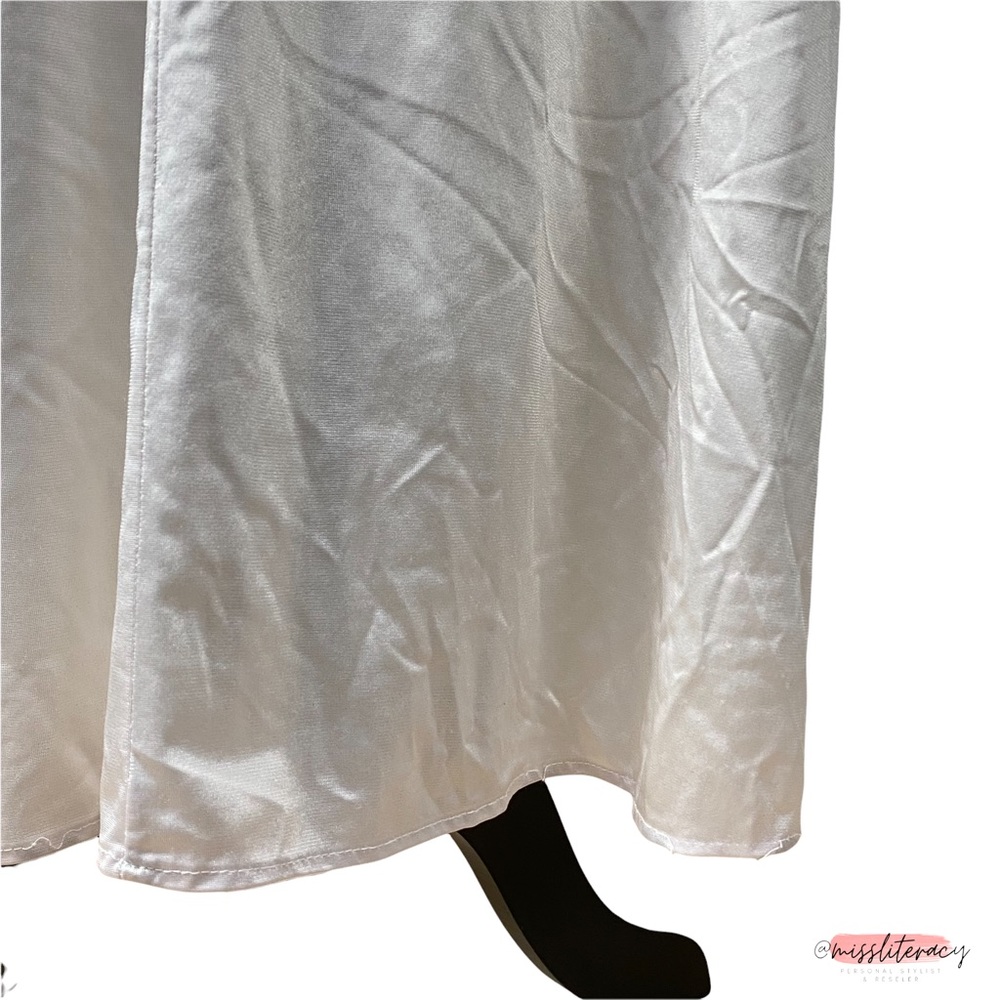 Vintage French Maid Silky Satin Chemise Slip Night Dress in Champagne Cream XXL - Picture 11 of 14